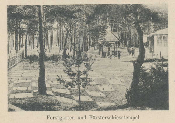 Tilsit, Park Jakobsruh, Gewerbeausstellung, Forstgarten und Försterschießtempel