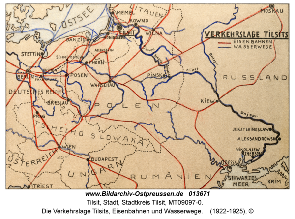 Tilsit, Die Verkehrslage Tilsits, Eisenbahnen und Wasserwege