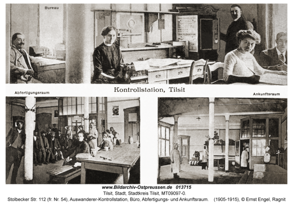 Tilsit, Stolbecker Str. 112 (fr. Nr. 54), Auswanderer-Kontrollstation, Büro, Abfertigungs- und Ankunftsraum