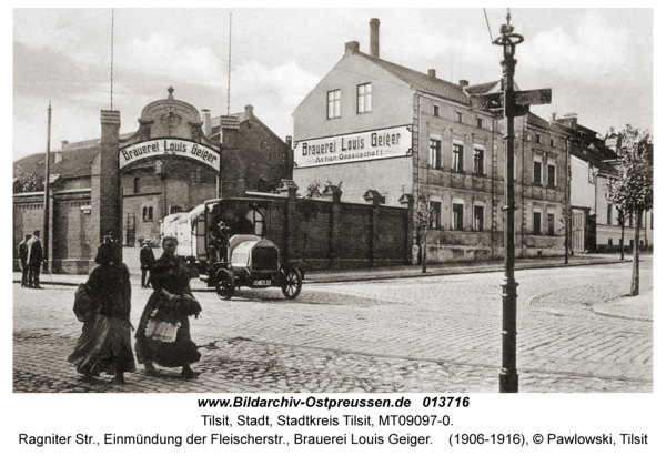 Tilsit, Ragniter Str., Einmündung der Fleischerstr., Brauerei Louis Geiger