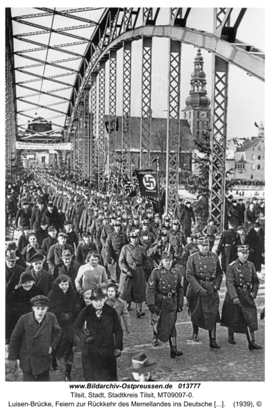 Tilsit, Luisen-Brücke, Feiern zur Rückkehr des Memellandes ins Deutsche Reich