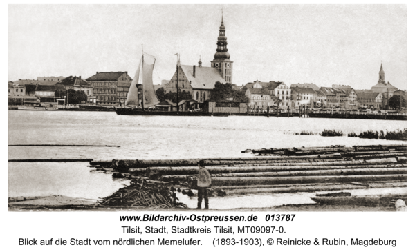 Tilsit, Blick auf die Stadt vom nördlichen Memelufer