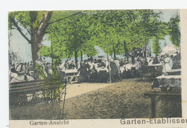 Tilsit, Grünwalder Str. 17, Gartenwirtschaft "Sonnenbad", Gartenansicht