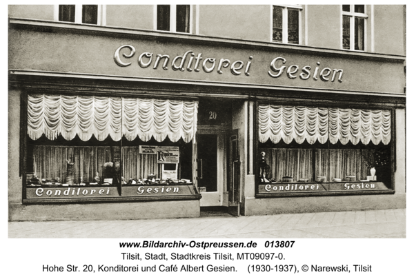 Tilsit, Hohe Str. 20, Konditorei und Café Albert Gesien