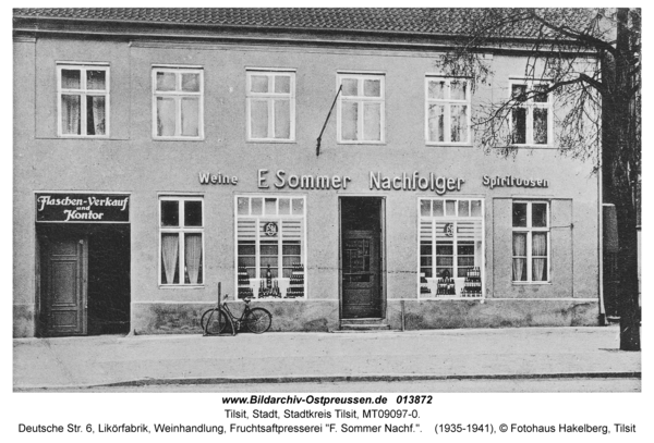 Tilsit, Deutsche Str. 6, Likörfabrik, Weinhandlung, Fruchtsaftpresserei "F. Sommer Nachf."