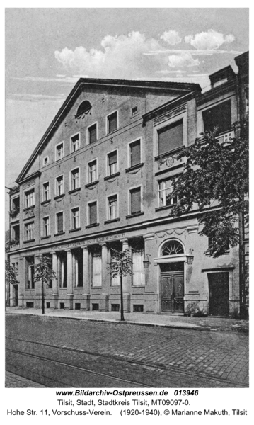 Tilsit, Hohe Str. 11, Vorschuss-Verein