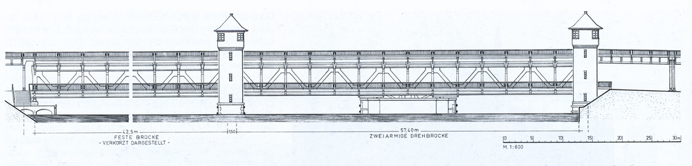 Königsberg (Pr.), Reichsbahnbrücke, Ansicht von Westen