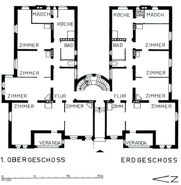 Königsberg (Pr.), Hardenbergstr. 8-10, Grundriss Erd- und 1. Obergeschoss