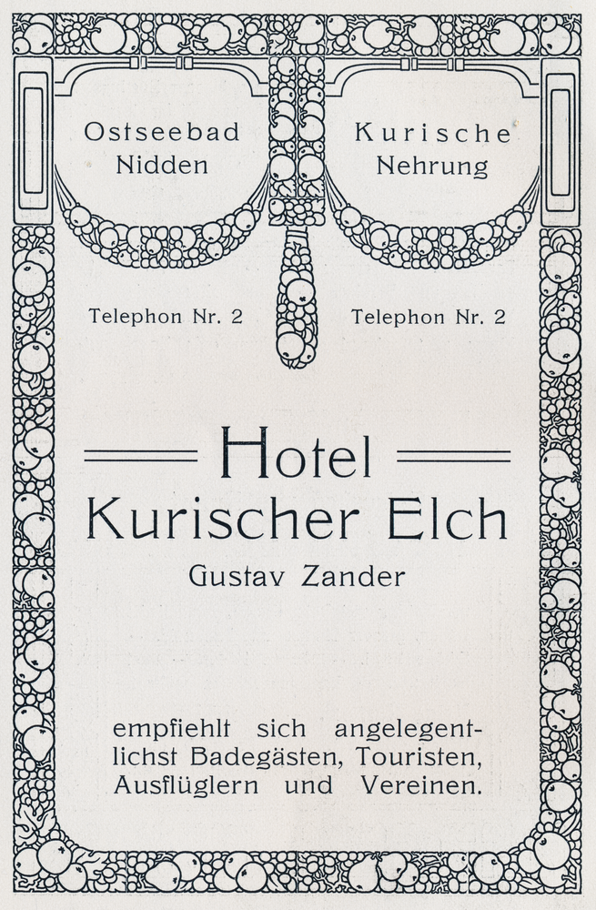 Nidden, Hotel "Kurischer Elch", Anzeige