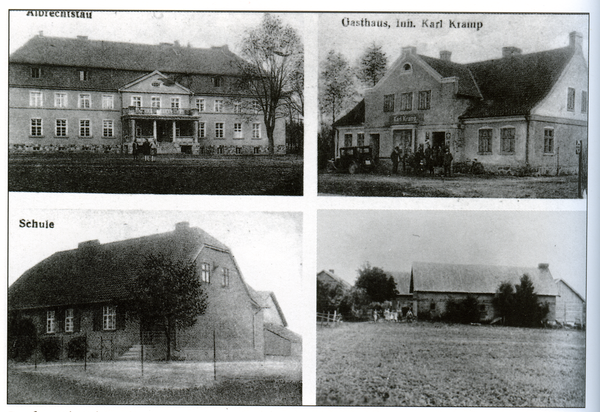 Klein Karpowen, Albrechtstau, Gasthaus Karl Kramp, Schule, Bauernhof Robert Ebert