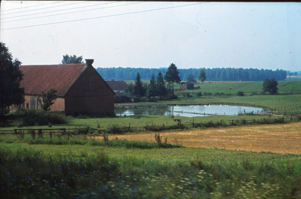 Masuren, Masurische Landschaft, Gehöft mit Teich