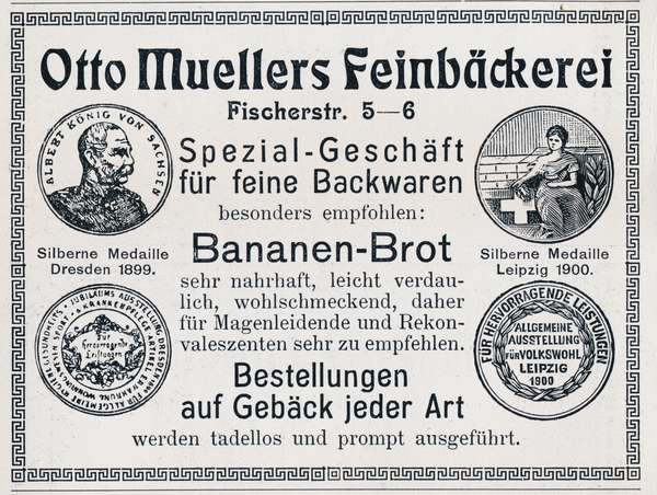 Memel, Anzeige der Feinbäckerei Otto Müller, Fischerstraße 5-6