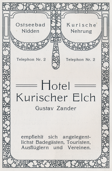 Nidden, Hotel "Kurischer Elch", Anzeige