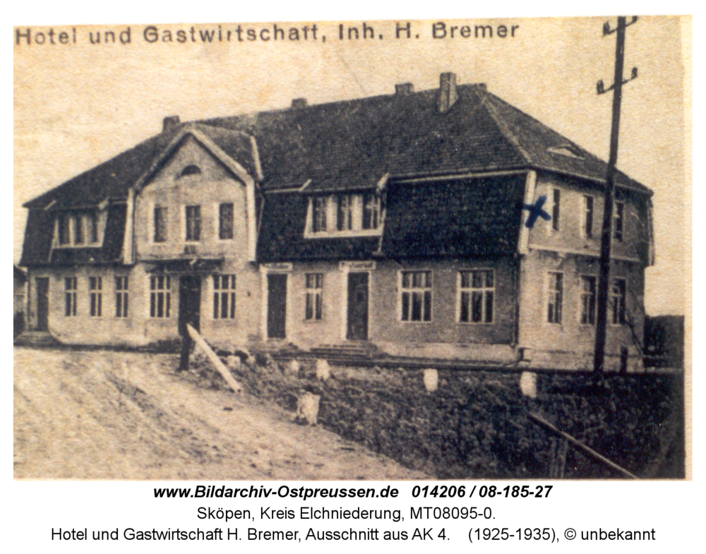 Sköpen 08-185-27, Hotel und Gastwirtschaft H. Bremer, Ausschnitt aus AK 4