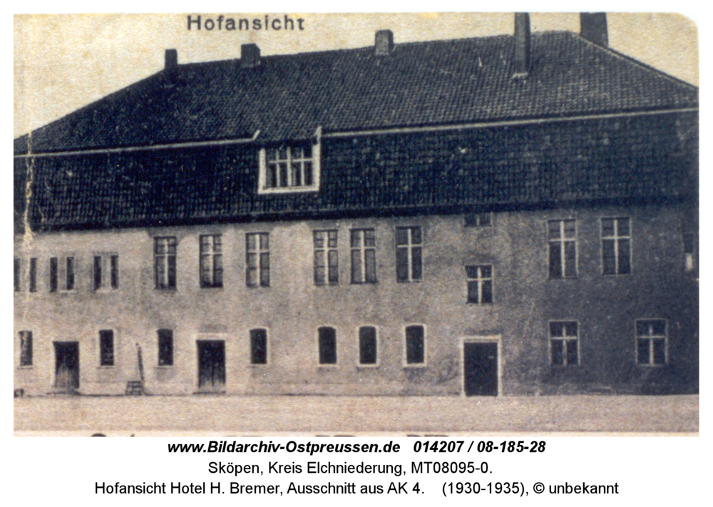 Sköpen 08-185-28, Hofansicht Hotel H. Bremer, Ausschnitt aus AK 4