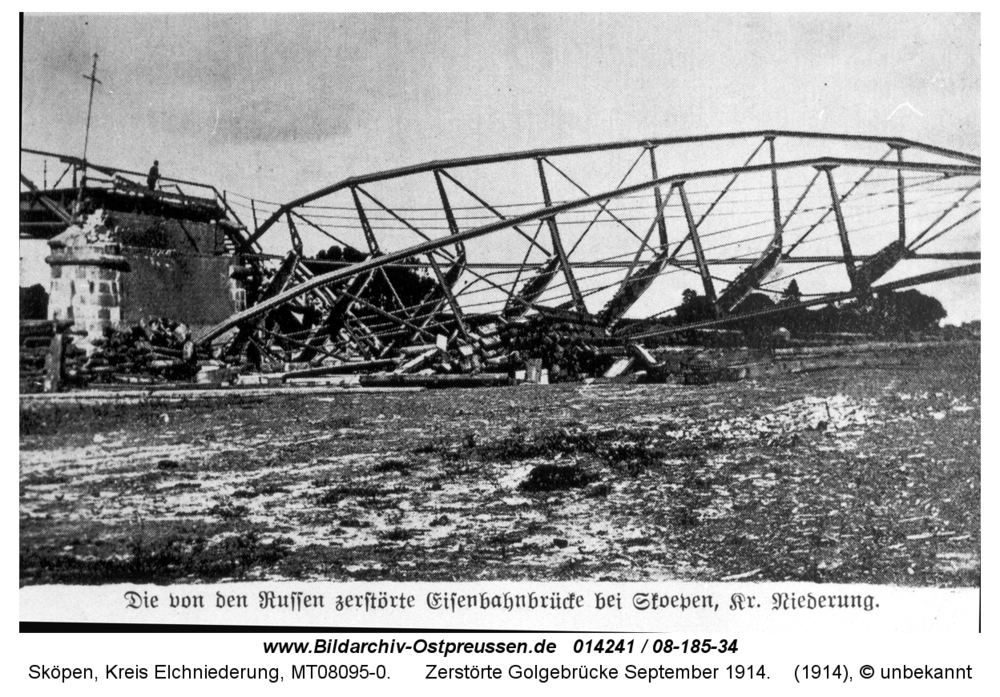 Sköpen 08-185-34, Zerstörte Golgebrücke September 1914