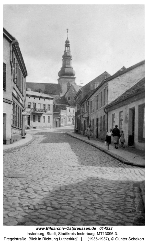 Insterburg, Pregelstraße, Blick in Richtung Lutherkirche und Alter Markt