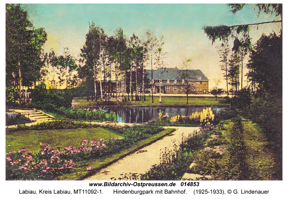 Labiau, Hindenburgpark mit Bahnhof