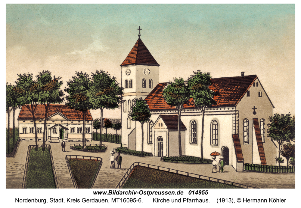 Nordenburg, Kirche und Pfarrhaus