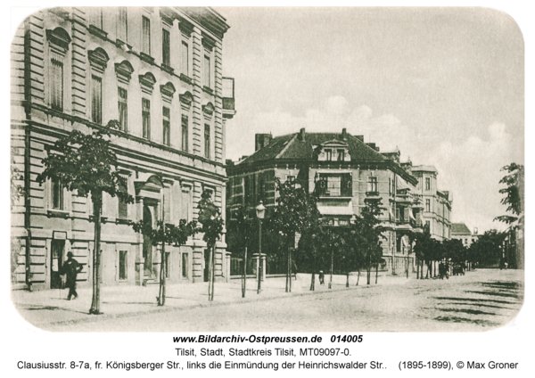 Tilsit, Clausiusstr. 8-7a, fr. Königsberger Str., links die Einmündung der Heinrichswalder Str.