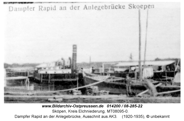 Sköpen 08-185-22, Dampfer Rapid an der Anlegebrücke, Ausschnit aus AK3