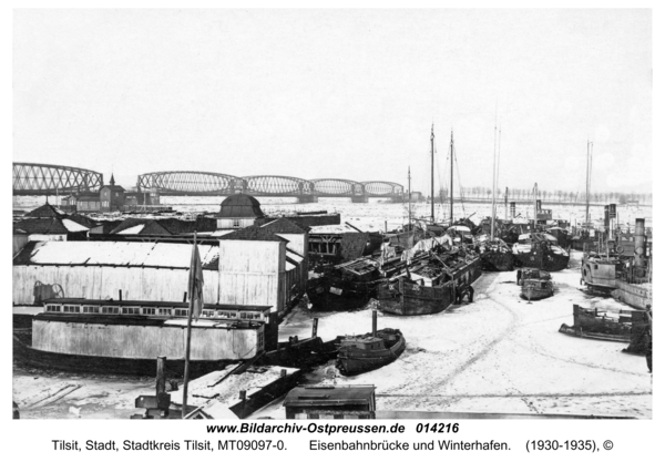 Tilsit, Eisenbahnbrücke und Winterhafen
