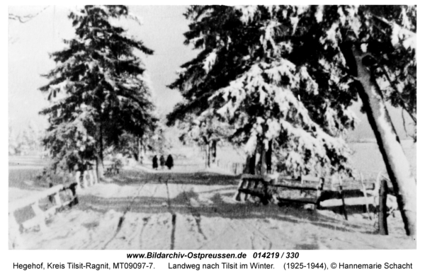 Hegehof, Landweg nach Tilsit im Winter