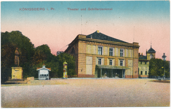 Königsberg, Paradeplatz, Stadttheater und Schillerdenkmal