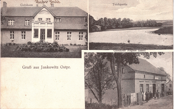 Sassendorf fr. Jankowitz, Gutshaus, Teichpartie und Gasthaus