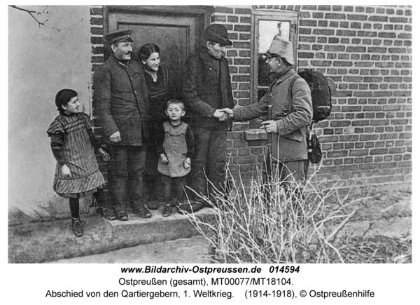 Ostpreußen, Abschied von den Quartiergebern, 1. Weltkrieg