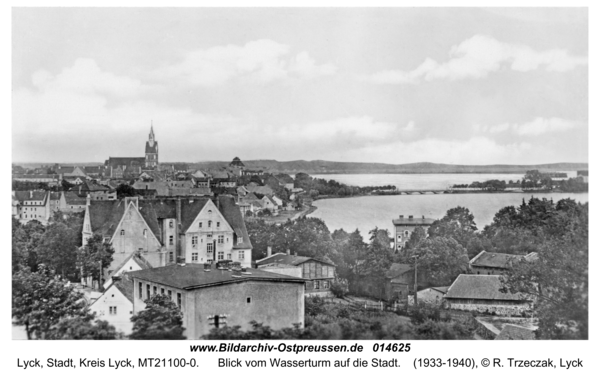 Lyck, Blick vom Wasserturm auf die Stadt