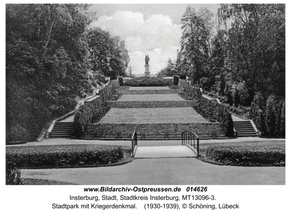 Insterburg, Stadtpark mit Kriegerdenkmal