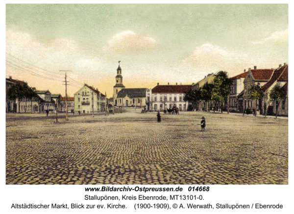 Stallupönen, Altstädtischer Markt, Blick zur ev. Kirche