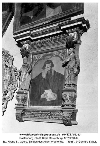 Rastenburg, Ev. Kirche St. Georg, Epitaph des Adam Praetorius