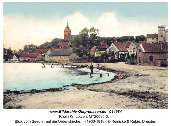 Rhein Kr. Lötzen, Blick vom Seeufer auf die Ordenskirche