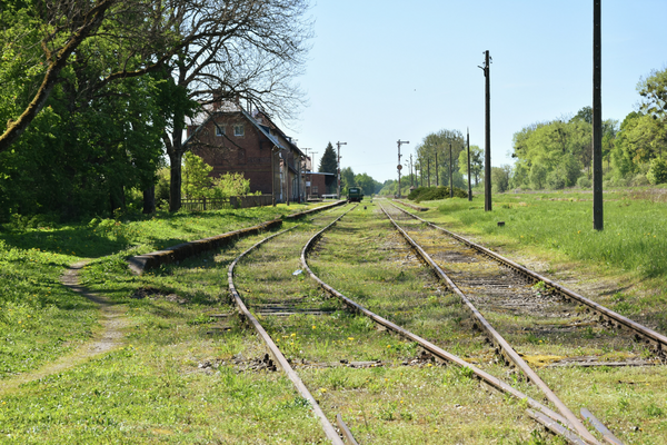 Angerburg (Węgorzewo), Blick über die Einfahrtsgleise zum ehem. Bahnhof