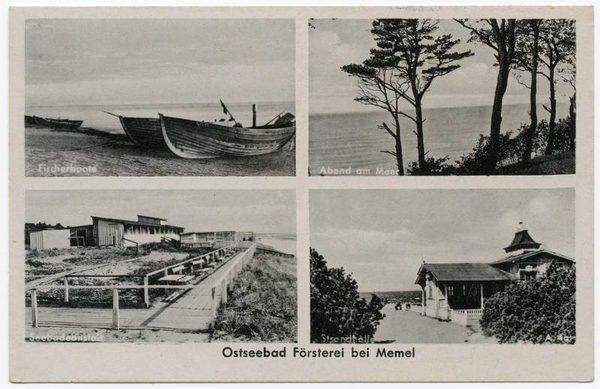 Seebad-Försterei, Postkarte mit vier Ansichten