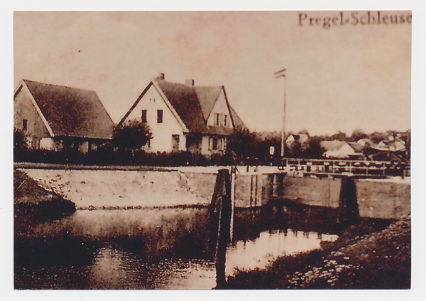 Schwägerau, Ortsansicht, an der Pregel-Schleuse
