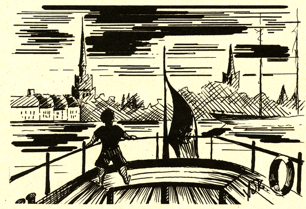 Memel, Blick auf die Stadt von der Sandkrugfähre