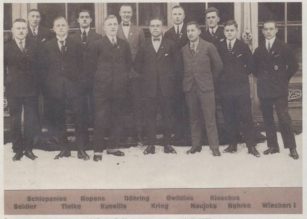 Memel, Fußballmannschaft der Fußball-Bezirksmeisterschaft 1922 mit Hans Gustav Kiuschus ...