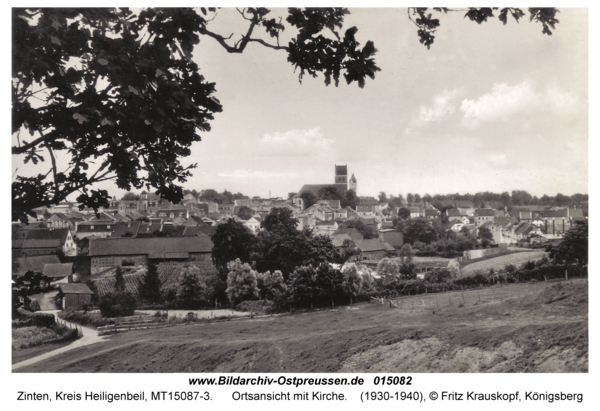 Zinten, Ortsansicht mit Kirche