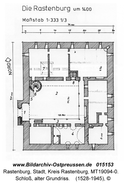Rastenburg, Schloß, alter Grundriss