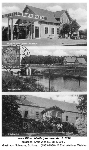 Taplacken Kr. Wehlau, Gasthaus, Schleuse, Schloss