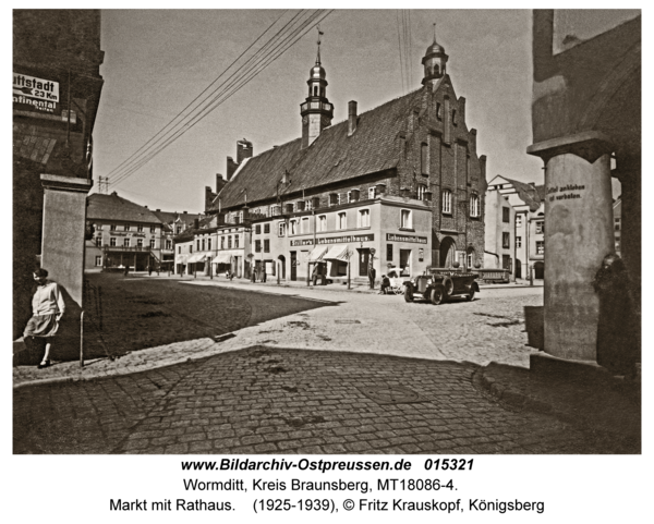 Wormditt, Markt mit Rathaus