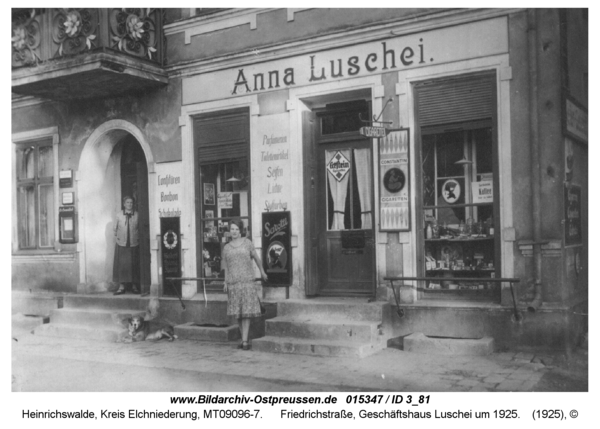 Heinrichswalde, Friedrichstraße, Geschäftshaus Luschei um 1925