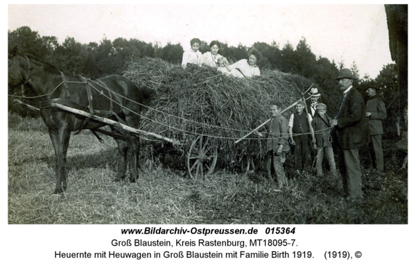 Heuernte mit Heuwagen in Groß Blaustein mit Familie Birth 1919