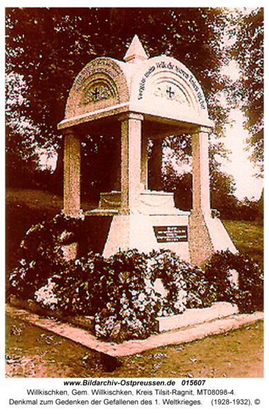 Willkischken, Denkmal zum Gedenken der Gefallenen des 1. Weltkrieges