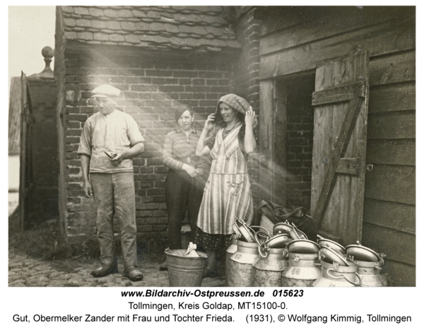 Tollmingen, Gut, Obermelker Zander mit Frau und Tochter Frieda