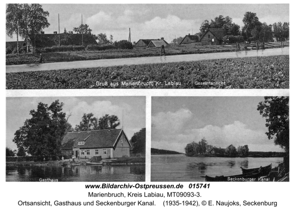 Marienbruch, Ortsansicht, Gasthaus und Seckenburger Kanal