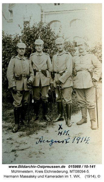 Mühlmeistern, Hermann Massalsky und Kameraden im 1. WK